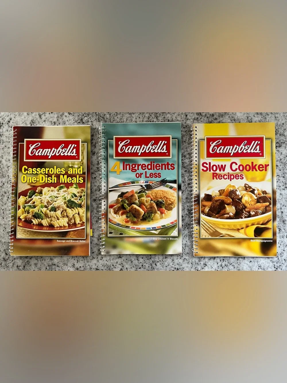 Campbell’s Recipe Book Lot of 3 Spiral Cookbooks Casseroles Slow Cooker 4 Ingred